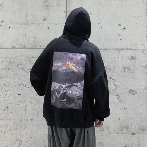 Oversize Graphic Printed Men Hoodies 2020 Autumn Mens Hooded Sweatshirts Harajuku Man Streetwear Japanese Casual Pullovers