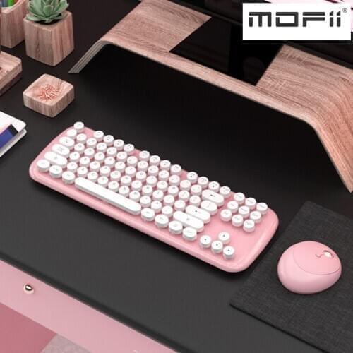 Mofii Candy X Round Chocolate Button 2.4Ghz Wireless Keyboard and Mouse Set Notebook Desktop Keyboard and Mouse For Home Office