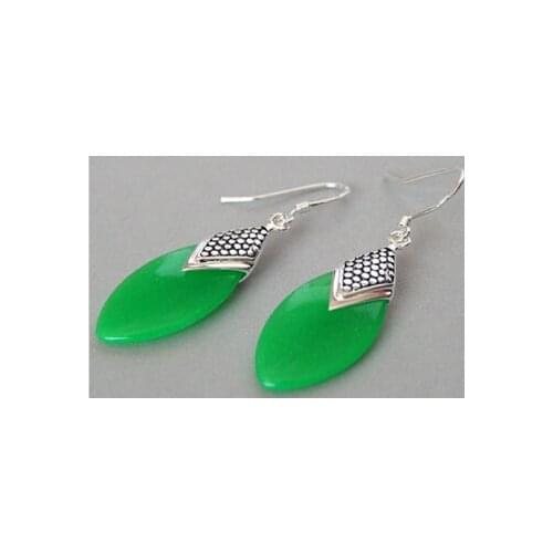 NEW Green gem 925 Sterling Dangle Earring Lovely Fine Nobility Ladys Womens Earrings