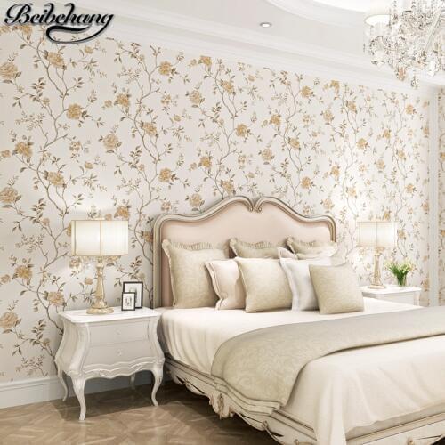 Beibehang wallpaper European-style idyllic large flower stereo carving non-woven wallpaper living room bedroom wall paper