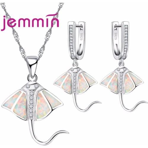 Particular Gift for Women Girls Unique Animal Necklace Earrings Set Hot 925 Sterling Silver Wedding Engagement Jewelry