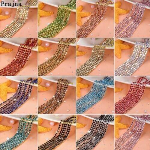 Prajna Rhinestone Claw Flatblack Chain For Wedding Dress DIY Craft Motif Nails Stickers Sewing Clothes Craft Ornaments F