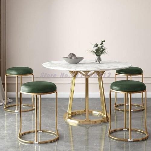 Light luxury round stool dining chair backrest soft sitting home modern simple stackable high chair dining table chair makeup ch