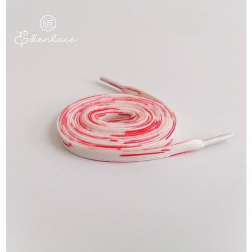 White Shoelace With Red Stripe Flat Double-side Printed Graffiti Shoelaces Blazer Bootlaces Cotton 8mm Shoe Laces For Fashion