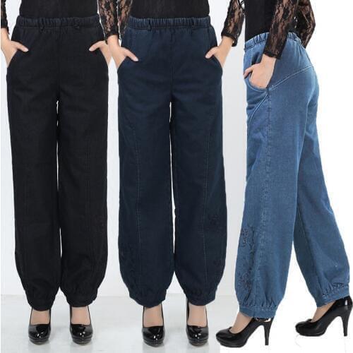New Spring Autumn Womens Pants Jeans Women trousers High elastic waist big bloomers Plus Size 5XL winter mother legging