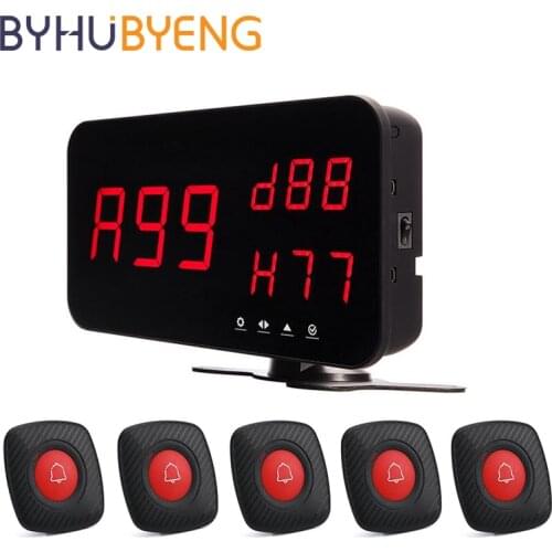 BYHUBYENG LED Wireless Calling System Restaurant Equipment Pager Voice Broadcast Receiver Host Buttons SCreen Customer Service