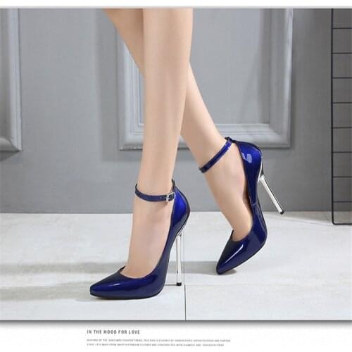Womens High Heels 13cm Fashion Color Ankle Strap Big 44 Womens Shoes Model High Heels Many Colors