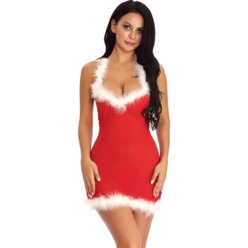Women Sexy Lingerie Christmas Kerst Porno Nightdress Bodydoll Lace See-through Erotic Sex Role Play Christmas Noel Sexy Navidad