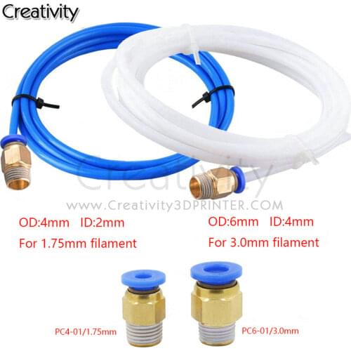 1M PTFE Tube PiPe Connectors 3D Printers Parts J-head Hotend For V5 V6 1.75mm 3.0mm Filament Bowden Long Extruder Part 2