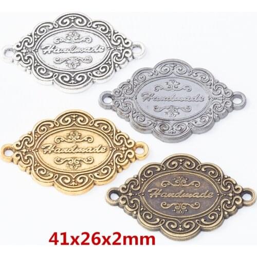 10 pcs Charms Nameplate connector Pendant Zinc Alloy Fit Bracelet Necklace DIY Metal Jewelry Findings 6709