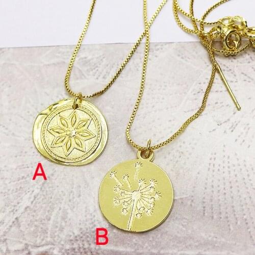 10 Pcs Gold Round solar shape pendants necklace Boxes chain simple jewelry necklace wholesale women jewelry gift 7337