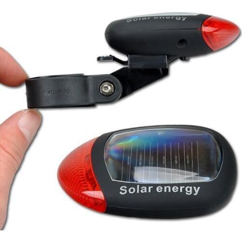 2 LED 3 Modes Bright Solar Energy Power Bike Mountain Bicycle Red LED Tail Rear Light Outdoor Sports Cycling Lamp MBI-21