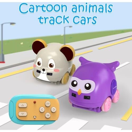 2Types Cartoon Animal Hand Control Induction Track RC Car Gesture Sensor Following Music Car Toys for Kids Xmas Christmas Gifts