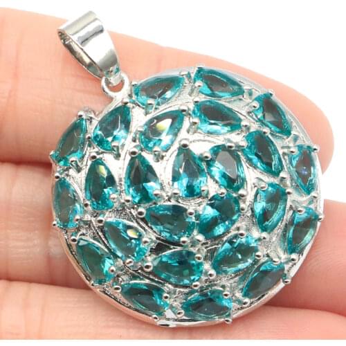 30x18mm Beautiful Created Color Changing Alexandrite Topaz White Bright Cubic Zirconia Ladies Party Silver Pendant