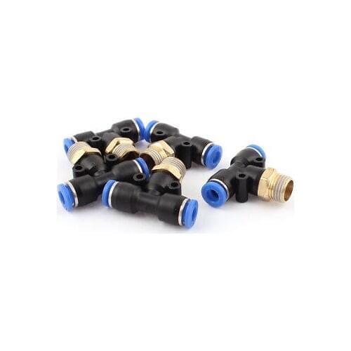 5 Pcs Air Pneumatic 1/4BSP Thread 6mm One Touch Push In T Joint Quick Fittings