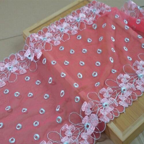 6Meters Yellow Pink Bilateral Embroidered Lace Trim Mesh Fabric For Bra Lingerie Underwear Handmade Dress Decor Hair Accessories
