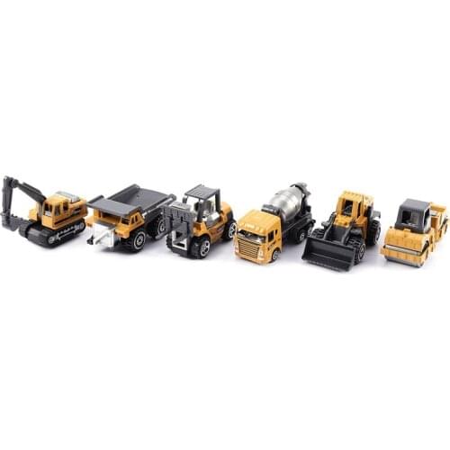 6 Pcs Alloy Mini Engineering Car Model 6In1 1:64 Metal Diecast Engineering Toy Vehicle Car Toy Dump Truck Forklift Excavator
