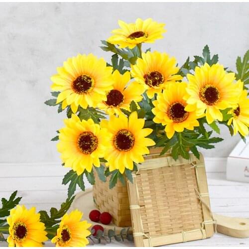 6Pcs Artificial Flowers Simulation Sunflower Home Garden Party Wedding Decoration DIY Craft Fake Flower Bouquet Handicrafts