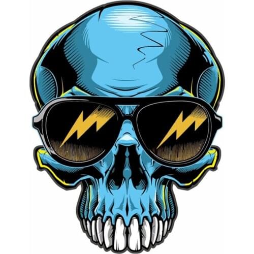 A0570# 13cm/17cm Removable Decal Skull with Glasses Car Sticker Waterproof Accessories on Bumper Rear Window Laptop