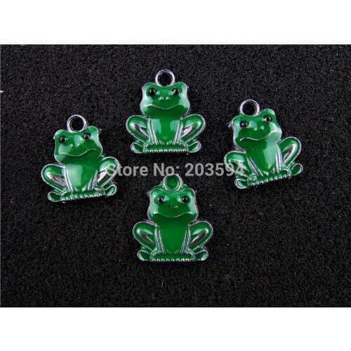 AE554 Mix Color 100Pcs Alloy Metal Enamel Frog Charms Pendants 20x18mm bead