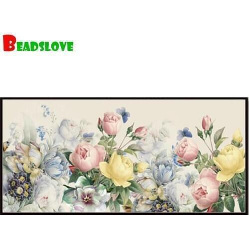 100x50 cm diamond painting embroidery Retro rese flower diamond mosaic full square round drills 3d Pictures for living room art