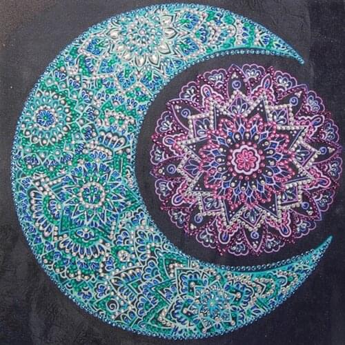 Special Shaped Diamond Painting Moon Mandala 5D DIY Diamond Embroidery Art Kits Home Decor Rhinestone Cross Stitch Decoration