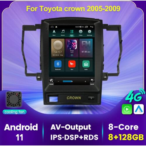 Android 11 Tesla Screen For Toyota crown 2005 2006 2007 2008 2009 GPS Autoradio Multimedia Carplay Auto player Wifi 4G LTE