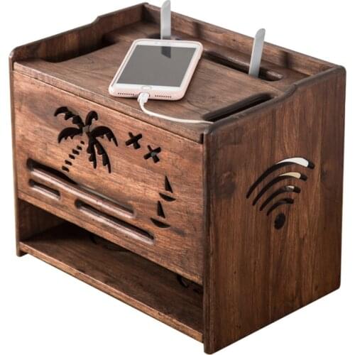 Solid Wood Wireless Router Receiving Box Wifi Box Set Top Box Placement Frame Cat Socket Wire Cleaning Receiving Box