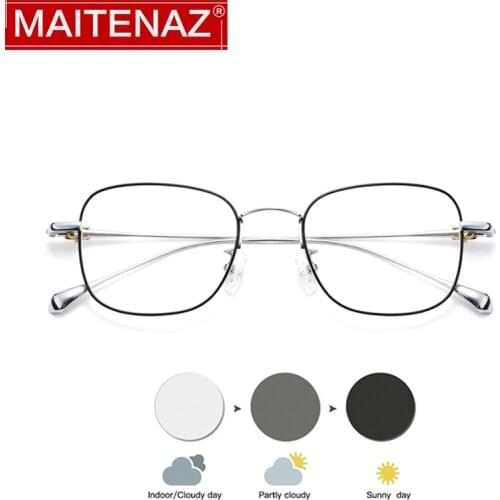 Pure Titanium Prescription Glasses Men Photochromic Eyewear Full Frame Ultralight Anti Blue Light Computer Eye Protection