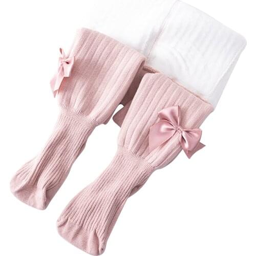 Kids Girls Fashion Bowknot Pantyhose Autumn Winter Warm Tights for Children Baby Girls 6 Month-4 Years