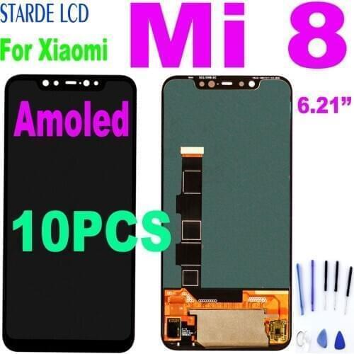 10PCS Amoled LCD For Xiaomi Mi 8 Mi8 LCD Display Touch Screen Replacement Digitizer Assembly For Xiaomi Mi 8 M1803E1A LCD Screen