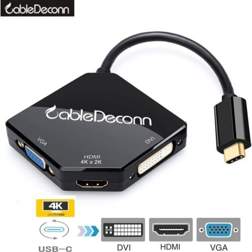 Thunderbolt 3 dock station USB C HUb adapter usb3.1Type-c to hdmi vga dvi converter adapter cable For apple Macbook pro 2017