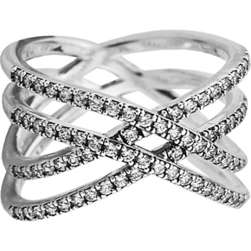 Ring Cosmic Lines Silver Rings For Women Men with Clear CZ Anel Feminino 100% 925 Jewelry Sterling Silver Anillos Wedding