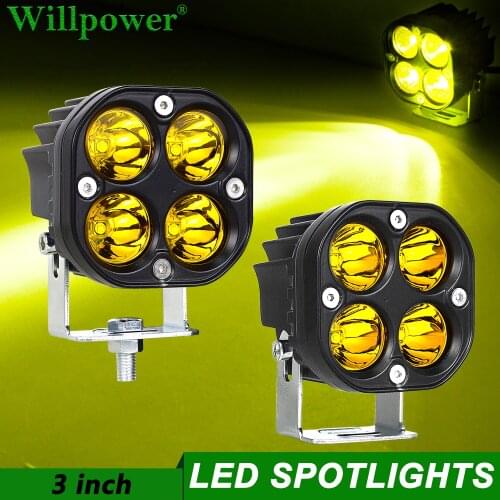 SUV Car 3" 40W Yellow LED Work Light Spotlights For Jeep Ford Chevy Offroad 4WD 4X4 Truck ATV UTV Moto Pickup Driving Fog Lamps