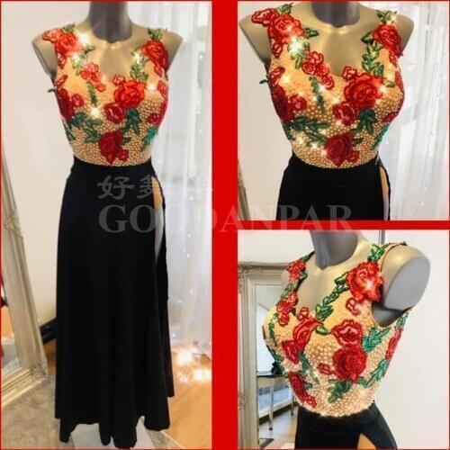 Sexy Women Latin Dance skirt & tops latin dance costume latin wear set latin dancing tops Stage Dance Wear latin GOODANPAR