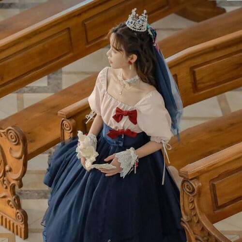 Cute Womens Lolita Dress Snow White French Tea Break Dress French Retro Puff Sleeve Dress Summer Fairy Vestidos 2XL