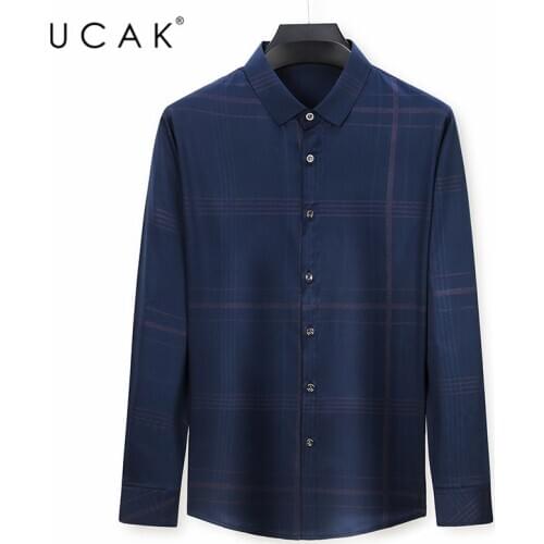 UCAK Brand Long Sleeve Striped Shirt Men Clothes Spring Autumn New Tops Turn-down Collar Streetwear Shirts Clothing Homme U6114