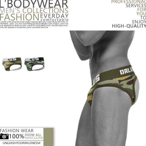 Mens Sexy ORLVS Brand Men Tanga Gay Underwear Male Camouflage Jockstraps Gay Men Underwear Jockstrap G-string Thongs