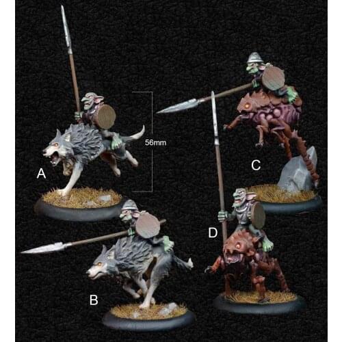 56mm Resin Model Kits Goblin Warrior with Wolf Figure Unpainted No Color