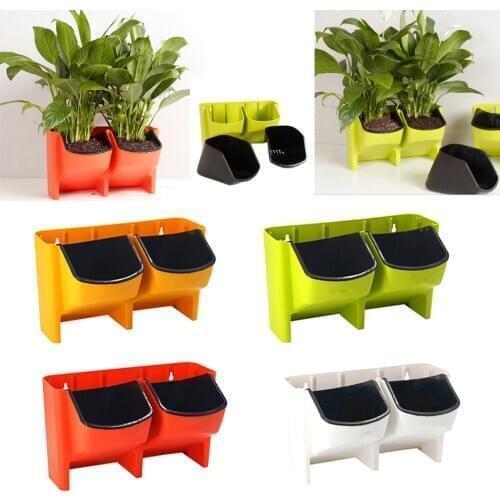 Wall Hanging Garden Planter Box 2 Pocket Indoor Outdoor Vertical Herb Pot Decor / White Green Red Yellow PICK
