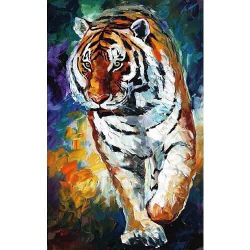 Skills Artist Hand-painted High Quality Abstract Tiger Oil Painting On Canvas Abstract Knife Tiger Oil Painting For Living Room