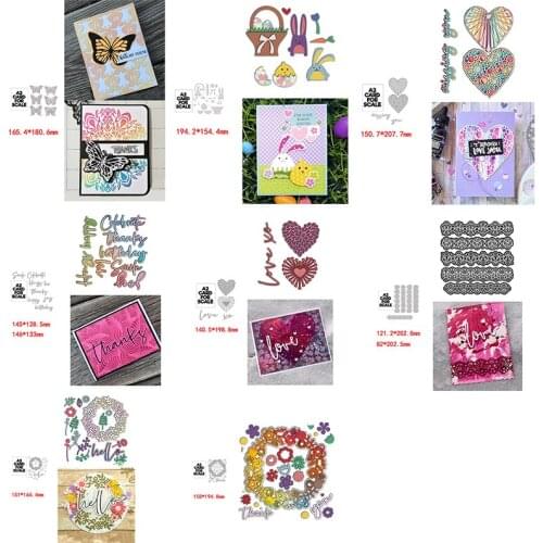 Fancy Borders Flower Butterfly Hearts Words Metal Cutting Dies for New Diy Scrapbooking Album New Crafts Embossing Cards 2021