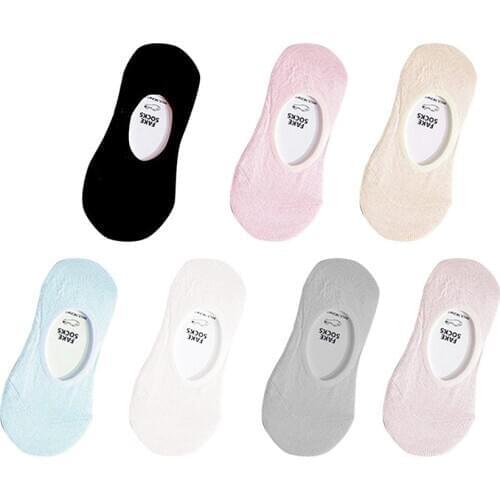 1 Pair Boat Socks Solid Color No Show Socks Invisible Non Slip Cotton Sports Socks Low Cut Casual Socks