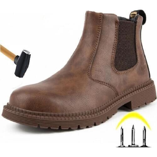 New style mens steel toe anti-smash and anti-stab safety shoes fashion work boots high-top work shoes
