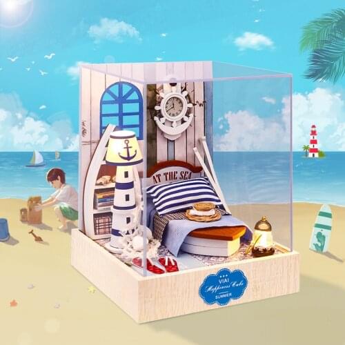 New DIY Wooden Doll House Miniature Furniture With LED Kit Dollhouse Assemble Education Toys for Children Birthday Gift Casa