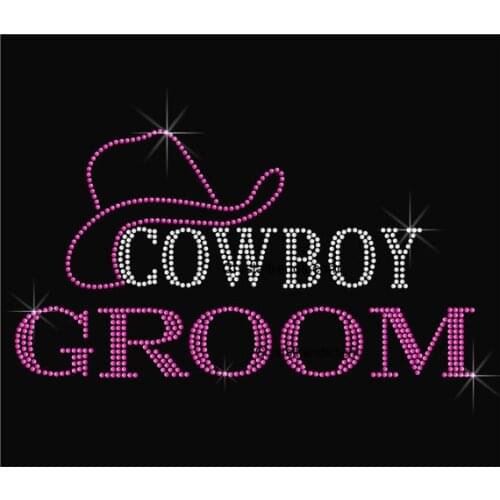 2pc/lot Groom Heat Transfer designs iron on transfer hot fix rhinestone motif rhinestones fix shirt dress