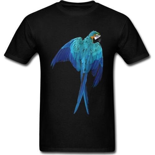 Fabulous Cool Macaw Parrot 3D Print Men Black T-shirt Fashion Animal Bird Design Unique Street Wear Cotton Top Tees