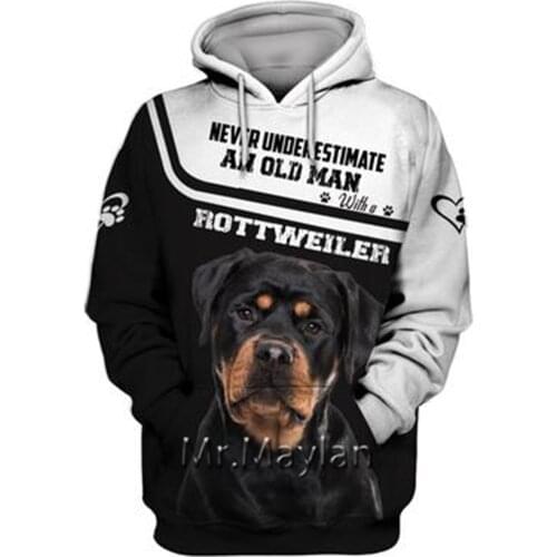 Personality Fashion Animal Rottweiler 3D Print Graphic Hoodie Men/Women Streetwear Oversized 5XL Sweatshirt Harajuku Tops QW-17