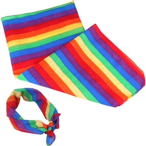 Thin and breathable Pure cotton Rainbow Stripe Bandanas Headband Gay Pride Face Mask Neck Scarf Headwear for outdoor activities