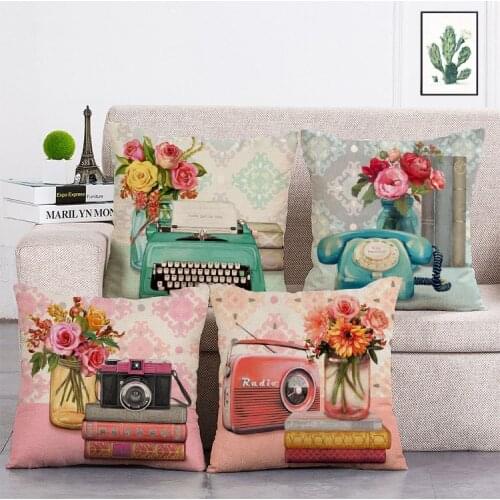 Transmitter, radio, telephone Printed Retro Cushion Cover Linen Throw Pillow Car Home Decoration Decorative Pillowcase T490